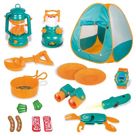 Camp toys - This interactive camper play set comes with multi-color lights, music, songs and phrases for education play. This camper toy also has 3 Smart Stages learning levels teach the alphabet, counting 1-10, weather, seasons, and daily routines. Kids can connect the RV to the car and roll both along to “drive” from one camp site to the next.